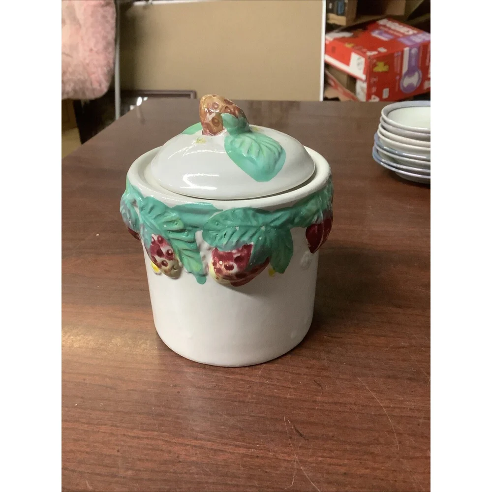 Vintage Jelly Jar Strawberry Hand Painted